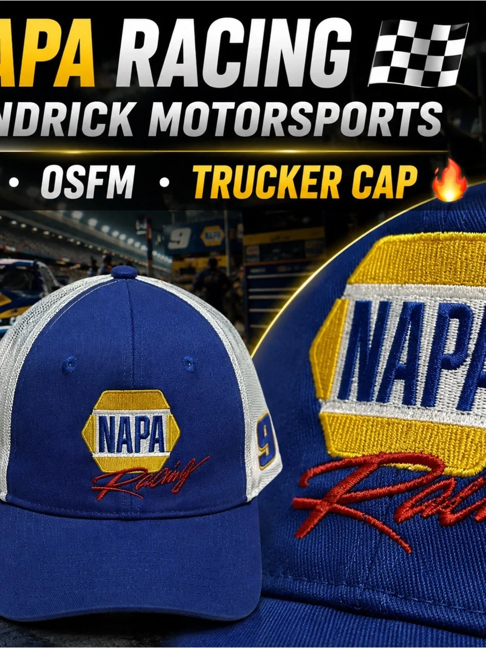 Racing Blue & White Trucker Cap